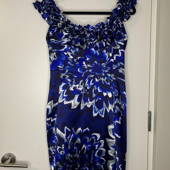 MAGGY LONDON BLUE FLORAL DRESS - Picture 6 of 7
